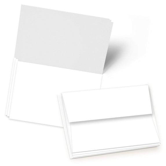 A4-4" x 6" (When Folded) Heavyweight Blank White Greeting Cards with Envelopes - 50 Cards & Envelopes
