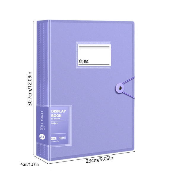 A4 60 Pockets Display Book, Durable Matte Plastic Presentation Folder with Elastic Closure and Label Holder, Lightweight Portable Document Organizer for Office, Business & Home Use