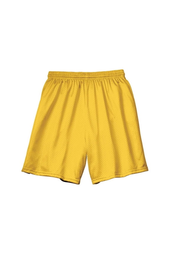 7" Lined Tricot Mesh Shorts, Gold, Small