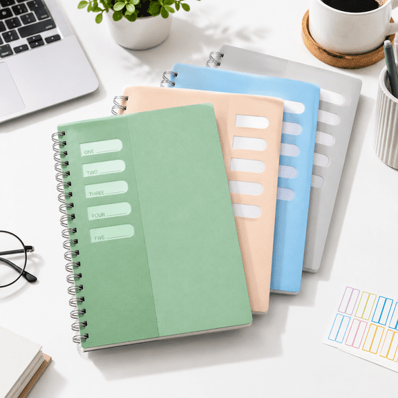 A4(8.5x11in) 4-Pack College Ruled Spiral Notebooks 160 Pages