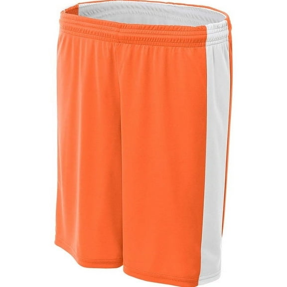 A4 8" Reversible Moisture Management Short For Women in Orange/White | NW5284