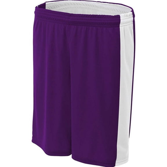A4 8" Reversible Moisture Management Short For Women in Purple/White | NW5284