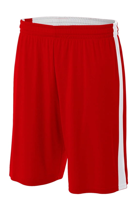 8" Reversible Moisture Management Short , NB5284 , SCARLET/ WHITE , Medium