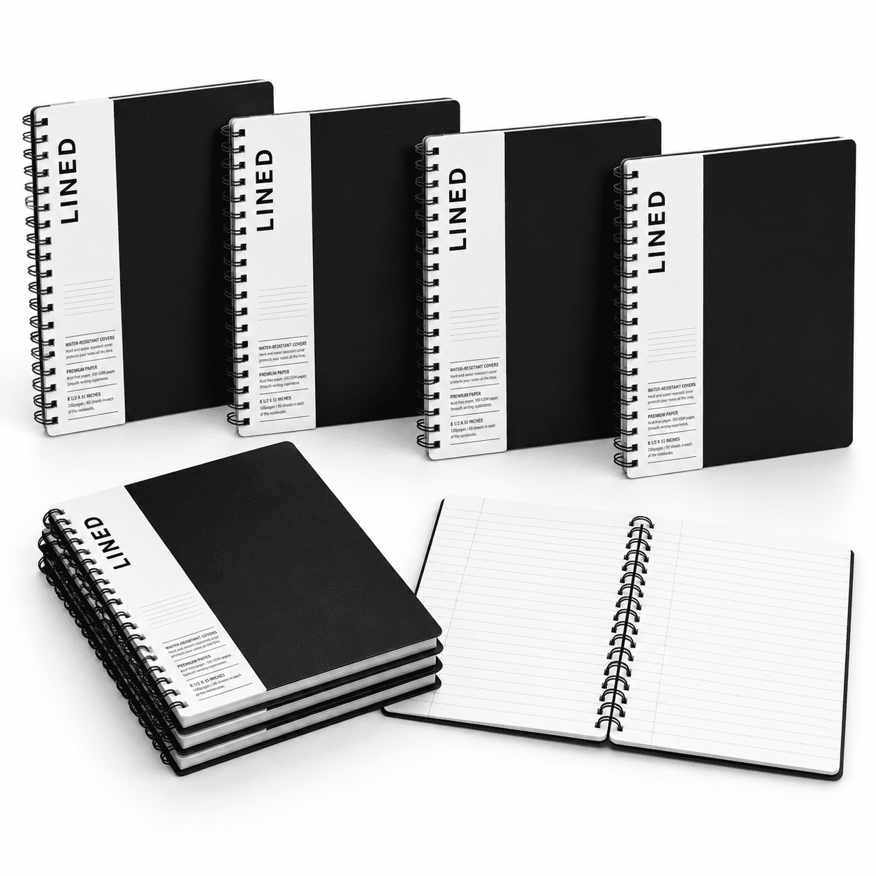 A4 8Lined Notebook 8 Pack College Ruled Spiral Writing Notebook ...