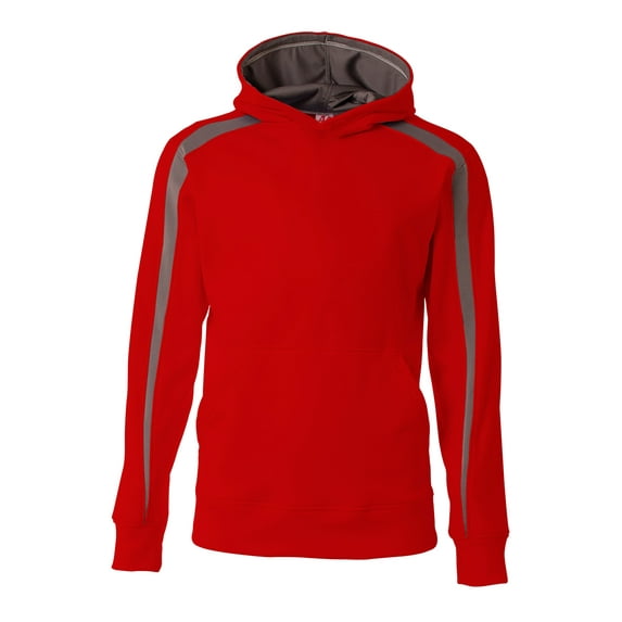 A4 A4 Youth Spartan Fleece Hoodie Stain Release and Odor Resistant for Easy Care For Boys Color Scarlet/Graphite Size L