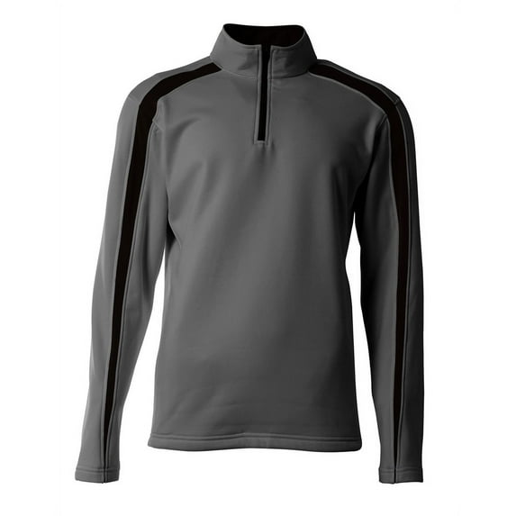 A4 A4 Youth Spartan Fleece Quarter Zip Double Needle Cover Stitch Hem For Boys Color Graphite/Black Size L
