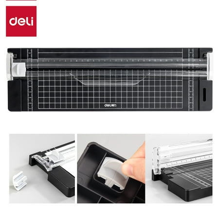 A4/A5 Paper Cutter 12 inch Titanium Straight Paper Trimmer with Side Rule, Black