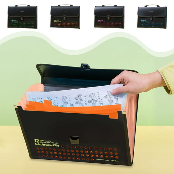 A4 Accordion File Folder, 12 Pocket Expandable Document Organizer with ...