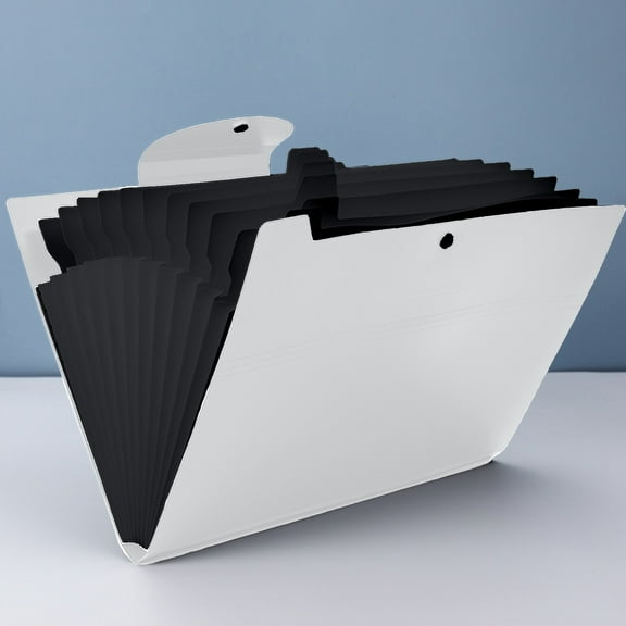 A4 Accordion File Organizer 12 Pockets | Plastic Expandable Document Folder for Office Paperwork | Portable Storage Bag Holder | Black Blue Green White Colors | Durable Tear-Resistant |