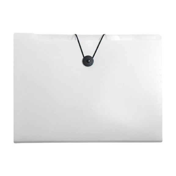 A4 Accordion Style File Storage Pouch, 8-Pocket Large Capacity Test Paper and Receipt Organizer, Transparent Multi-Layer Office Folder, White
