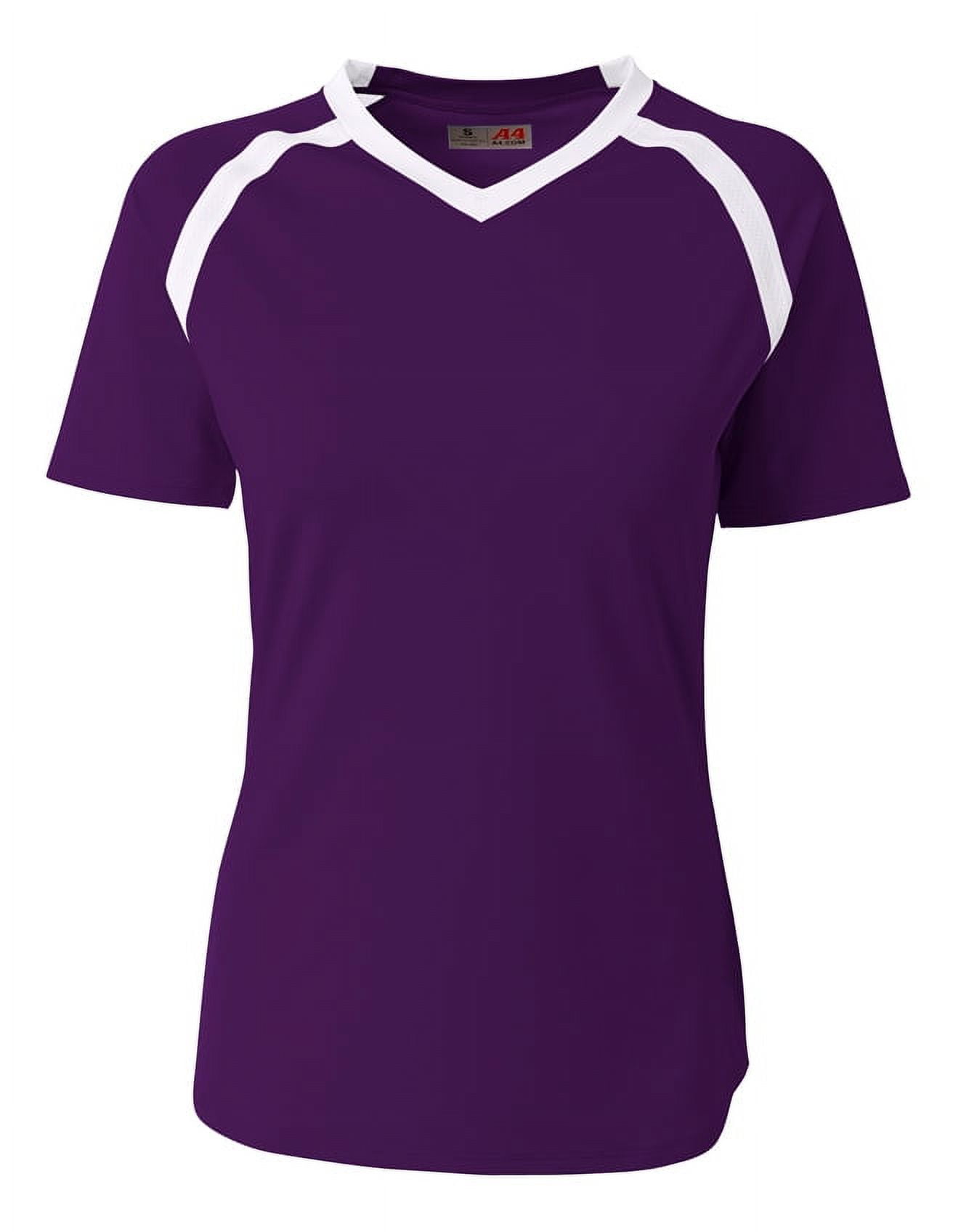A4 Ace Short Sleeve Volleyball Jersey For Women in Purple/White | NW3019