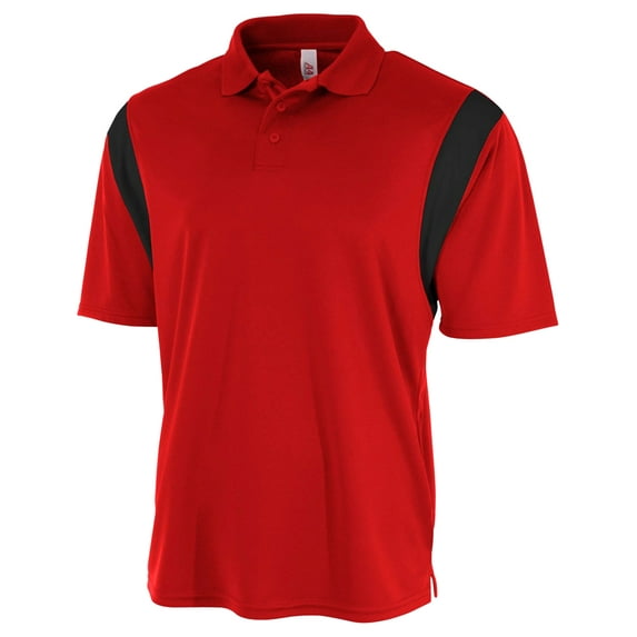 A4 Apparel N3266 Color Block Polo Shirt With Knit Collar - Scarlet Red/ Black - 3X-Large