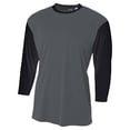 thumbnail image 1 of A4 Apparel N3294 Baseball T-Shirt With 3/4 Sleeves - Graphite/ Black - 2X-Large, 1 of 2