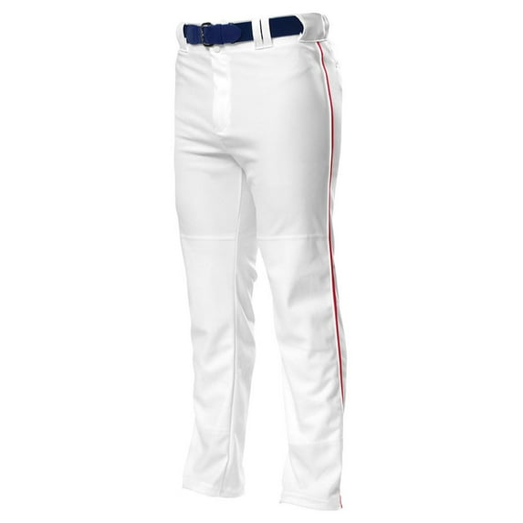 A4 Apparel N6162 Open Bottom Baggy Cut Baseball Pant - White/Scarlet - X-Large