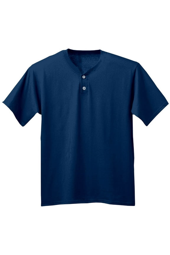 Apparel NB3143 Youth 2-Button Henley - Navy - X-Large