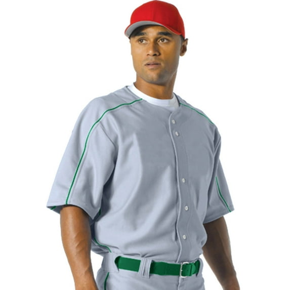 A4 Apparel NB4214 Youth Moisture Warp Knit Baseball Jersey - Grey/ Forest - Large