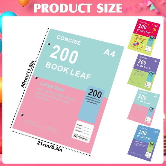 A4 Blank Notebook 200 Pages 55gsm Smooth Paper Unlined Writing Journal Sketchbook for Home Office Assorted Covers - Pink-Blue