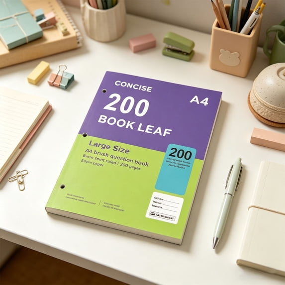 A4 Blank Notebook 200 Pages - 55gsm Unlined Thick Writing Journal for School & Office, Smooth Paper Sketchbook for Note Taking, Drawing & Daily Journal (Green & Purple)