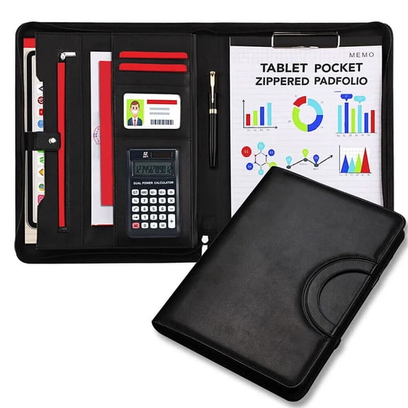 A4 Business Folder Folder Combination PU Leather Briefcase with Calculator