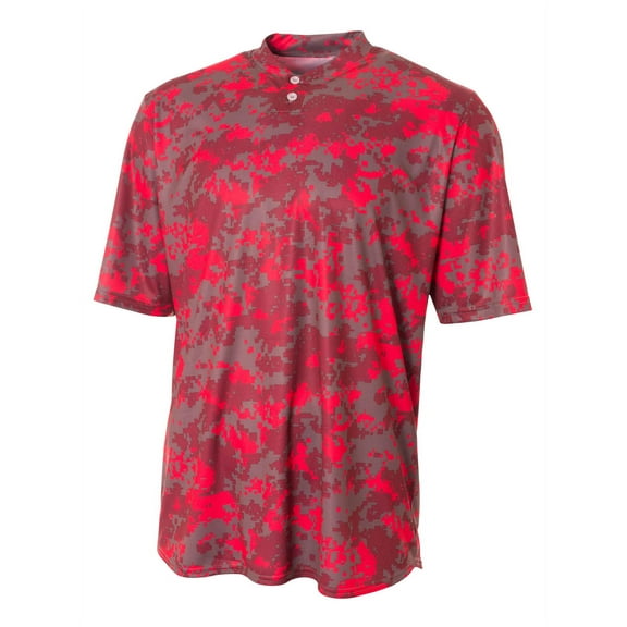 A4 Camo 2-Button Henley For Teen Male in Scarlet NB3263