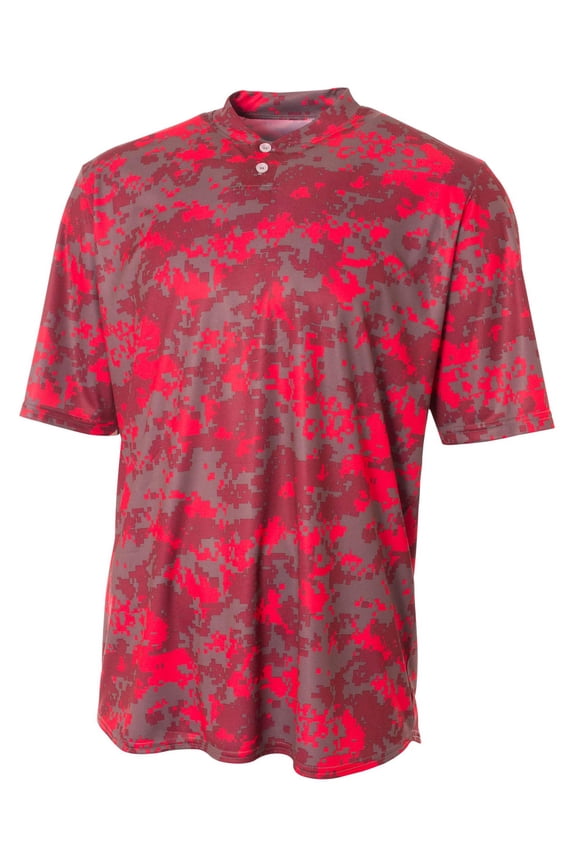 Camo 2-Button Henley For Teen Male in Scarlet | NB3263