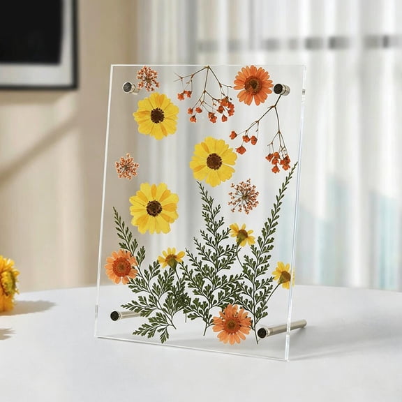 A4 Clear Acrylic Photo Frame, Double Layer Frameless Desktop Display Stand