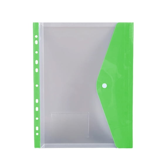 A4 Clear Loose Leaf File Pouch with Colorful Tabs, 11-Hole Binder Folder for Document Organization, Transplastic Storage Bag for Office, Campus, and Home Paperwork, 1Pc