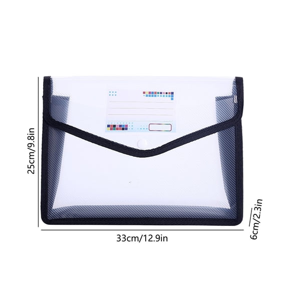A4 Clear PVC Waterproof Envelope-Style Document Folder with Snap Closure & Label Pocket, Durable Lightweight File Organizer for Office, Business, Home & Daily Paper Management