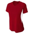 thumbnail image 1 of A4 Color Block Performance V-Neck For Women in Cardinal/White NW3223, 1 of 3