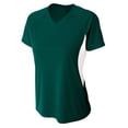 thumbnail image 1 of A4 Color Block Performance V-Neck For Women in Forest/White NW3223, 1 of 3
