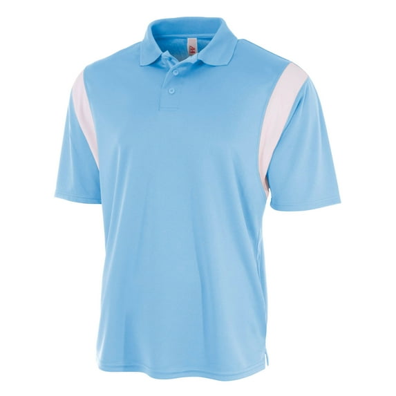 A4 Color Block Polo with Knit Color For Men in Lt Blue/White | N3266