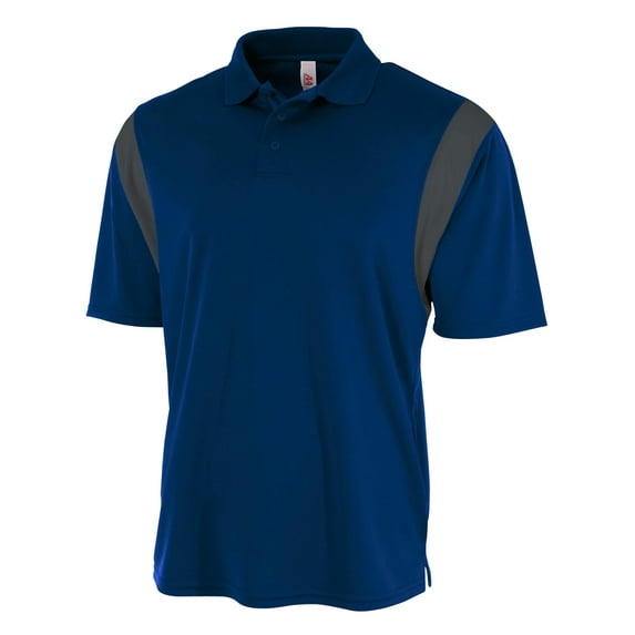 A4 Color Block Polo with Knit Color For Men in Navy/Graphite | N3266