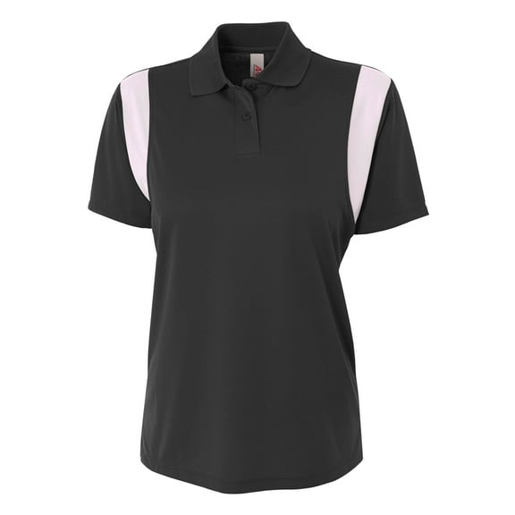 A4 Color Block Polo with Knit Color For Women in Black/White | NW3266