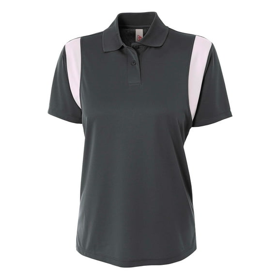 A4 Color Block Polo with Knit Color For Women in Graphite/White | NW3266