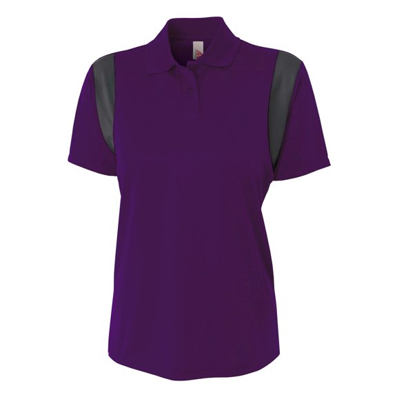 A4 Color Block Polo with Knit Color For Women in Purple Graphite | NW3266
