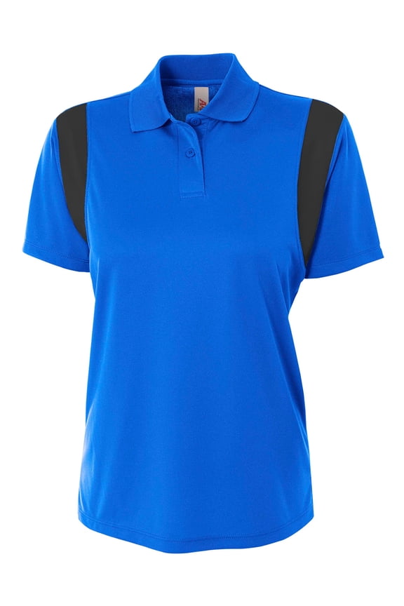 Color Block Polo with Knit Color For Women in Royal/Black | NW3266