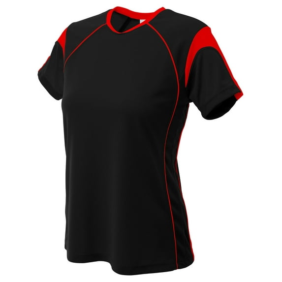 A4 Color Block Pullover Top For Teen Female in Black/Red NG3260