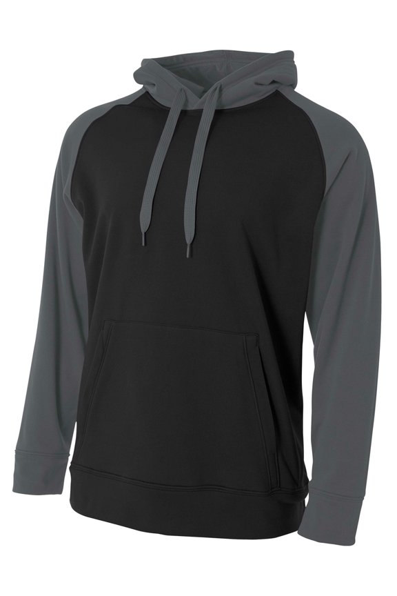 Color Block Tech Fleece Hoodie For Men in Black/Graphite | N4234