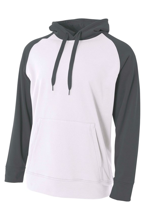 Color Block Tech Fleece Hoodie For Men in White/Graphite | N4234