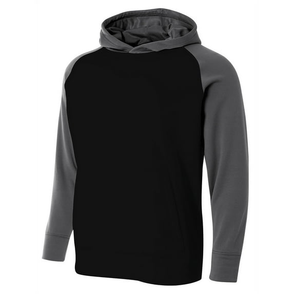 A4 Color Block Tech Fleece Hoodie For Youth Male in Black/Graphite | NB4234