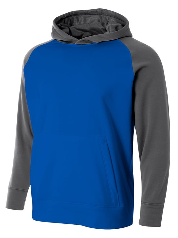 A4 Color Block Tech Fleece Hoodie For Youth Male in Royal/Graphite | NB4234