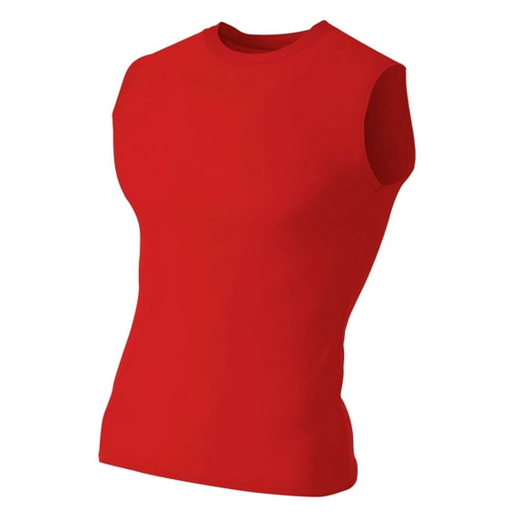 A4 Compression Muscle Tee For Men in Scarlet | N2306