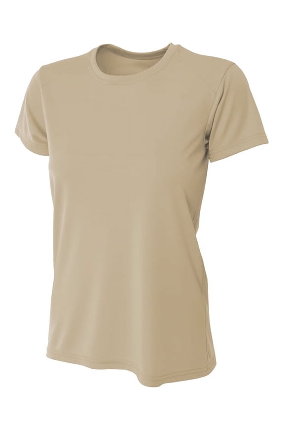 Cooling Performance Crew Stain Release and Odor Resistant for Easy Care For Womens Color Sand Size S
