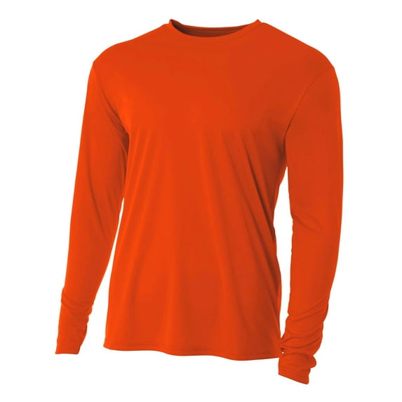 A4 Cooling Performance Long Sleeve Crew For Men in Athletic Orange | N3165