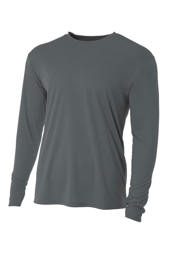 Cooling Performance Long Sleeve Crew For Men in Graphite | N3165
