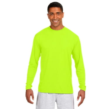 A4 Cooling Performance Long Sleeve Crew For Men in Safety Yellow N3165