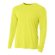 A4 Cooling Performance Long Sleeve Crew For Men in Safety Yellow N3165
