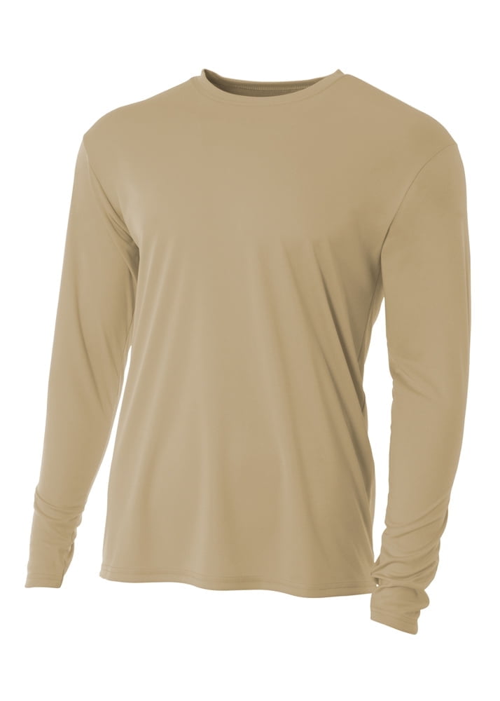 A4 Cooling Performance Long Sleeve Crew - Moisture-Wicking Workout Shirt With Sun Defense