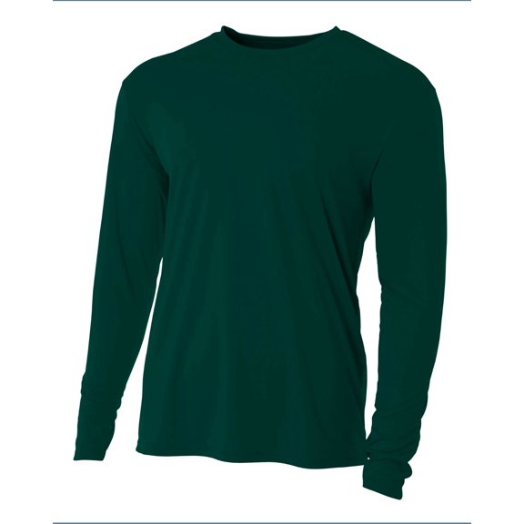 A4 Cooling Performance Long Sleeve Crew For Youth Male in Forest NB3165