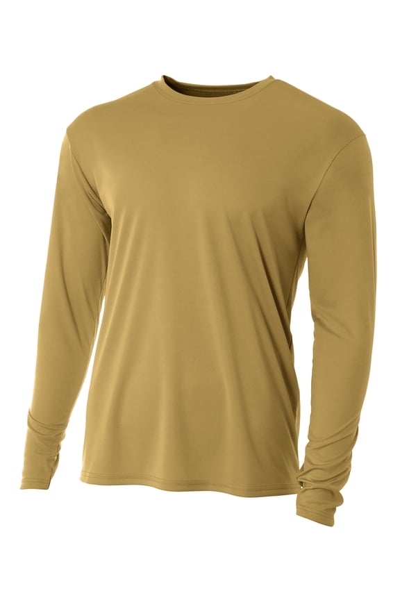 Cooling Performance Long Sleeve Crew Stain Release and Odor Resistant for Easy Care For Boys Color Vegas Gold 2011 Size S